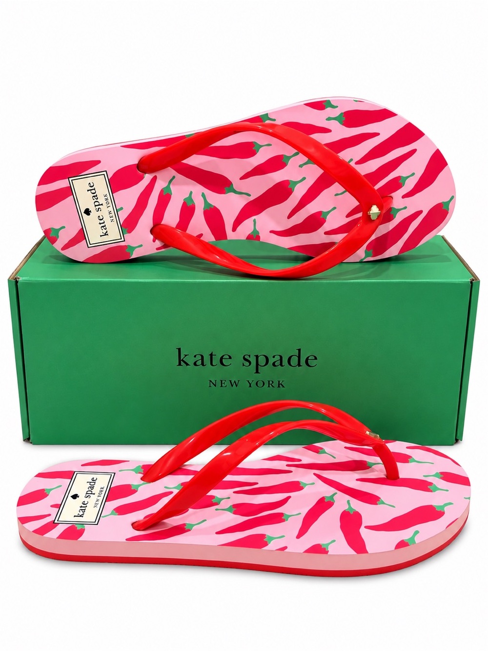Kate Spade Waverly Ponderosa Red Multi Chili Pepper Flip Flops